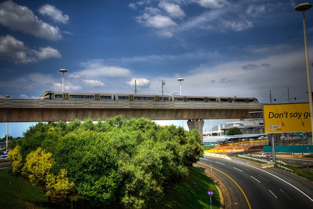 Gautrain - train airport viaduct